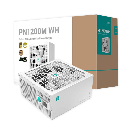 PN1200M Fully Modular ATX 3.1 I 80 Plus Gold PSU I 1200 Watt Power Supply - White